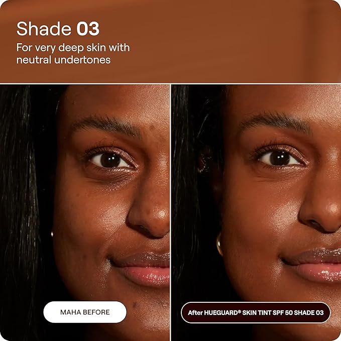 Live Tinted Hueguard Skin Tint SPF 50 - Tinted Mineral Sunscreen with Light-Medium Buildable Coverage With a Hydrating and Radiant Finish - Water and Sweat Resistant, 1.35 fl oz - Shade 03