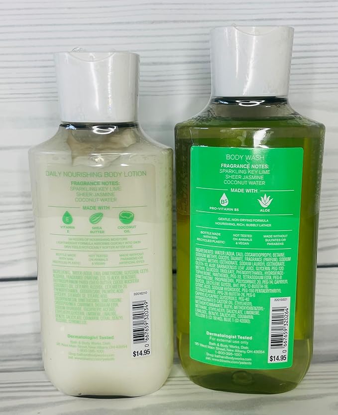 Bath & Body Works Coconut Lime Verbena Body Lotion and Body Gel Wash 2 Piece Set