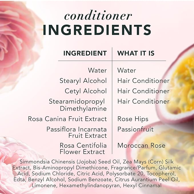 Herbal Essences Shampoo & Conditioner Set, Rose Hips + Passionfruit - Smooth Collection, Paraben-Free, Color-Safe, Shiny Hair with Jojoba & Vitamin E, 29.2 Fl Oz Each, 2-Pack