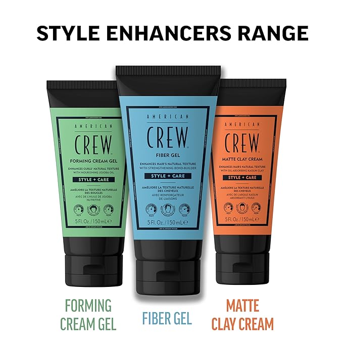 AMERICAN CREW Fiber Gel, Hybrid Styling Hair Gel For Men, Medium Hold With Natural Finish, 5 fl oz