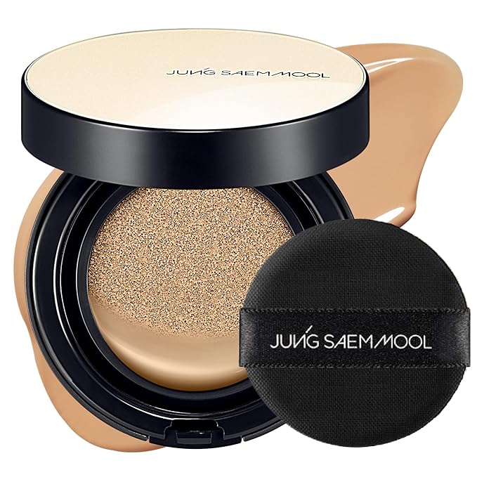 JUNG SAEM MOOL Essential Skin Nuder Cushion | Natural Finish, Buildable Coverage Cushion Foundation by Korean Makeup Artist (Refill Not Included, 0.49 Fl Oz), 25W Latte