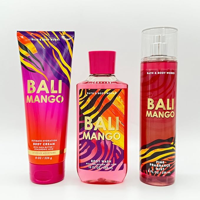 Bali Mango Bath & Body 3-Piece Bundle | Ultimate Hydration Body Cream, Body Wash and Fine Fragrance Mist