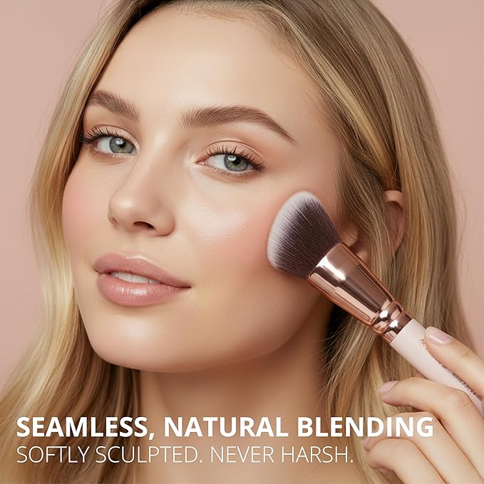Pro Face Contour Brush Set - Synthetic Contouring Sculpting and Highlighting Kit - Cream Blush Powder Flat Nose Cheek Round Small Angled Fan Tapered Precision Kabuki Foundation Makeup Brushes