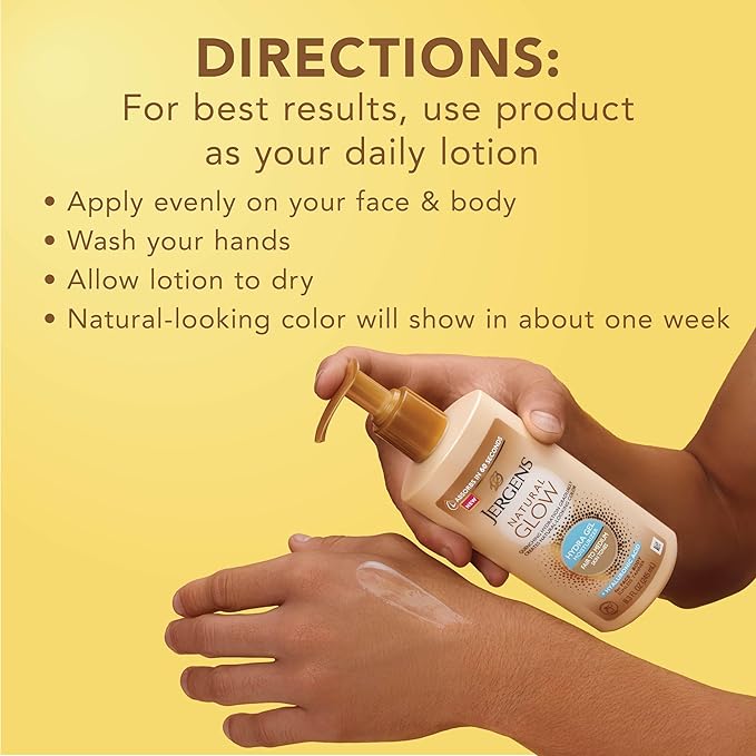 Jergens Natural Glow Hydra Gel Moisturizer, Hyaluronic Acid Tanning Lotion, Hydrating Tanning Gel, Fragrance-Free Self Tanner, Fair to Medium Skin Tones, 8.3 Fl Oz