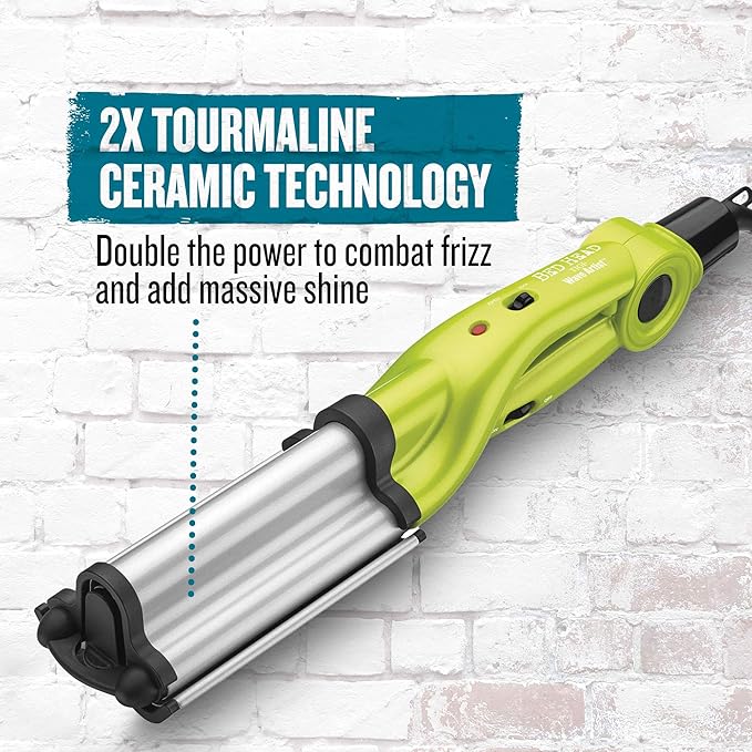 Bed Head Wave Artist Deep Waver | Combat Frizz, Get Long Lasting Results, & Add Massive Shine for Beachy Waves | With Tourmaline Ceramic Technology (Green)
