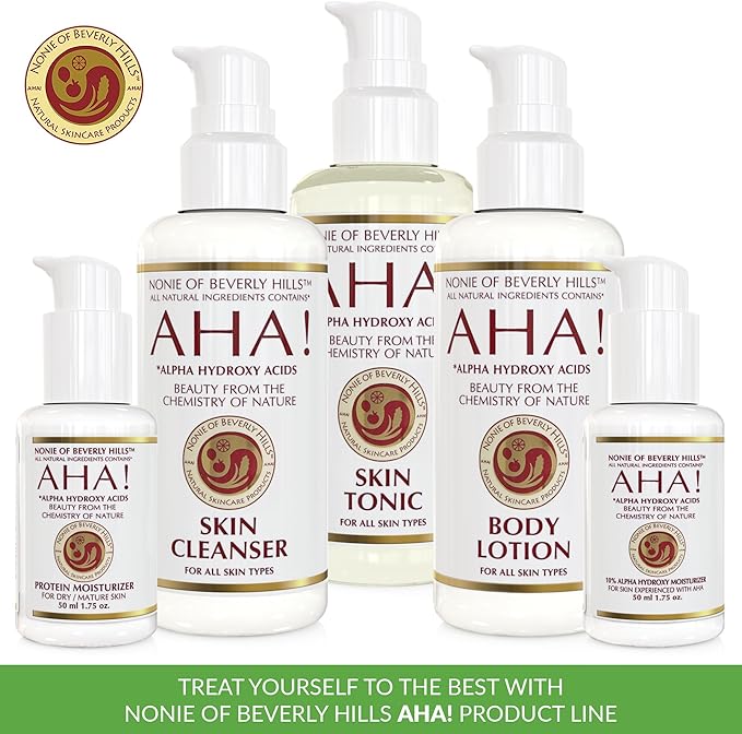 Nonie of Beverly Hills AHA Skin Tonic – All-Natural & Gentle Exfoliating Toner – 100% Vegan & Organic – with Apple Cider Vinegar, Grapefruit Seed Extract & Citrus Blend – Made in The USA