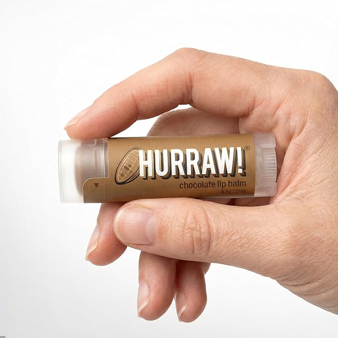 Hurraw! Chocolate Lip Balm: Organic, Certified Vegan, Cruelty and Gluten Free. Non-GMO, 100% Natural Ingredients. Bee, Shea, Soy and Palm Free. Made in USA
