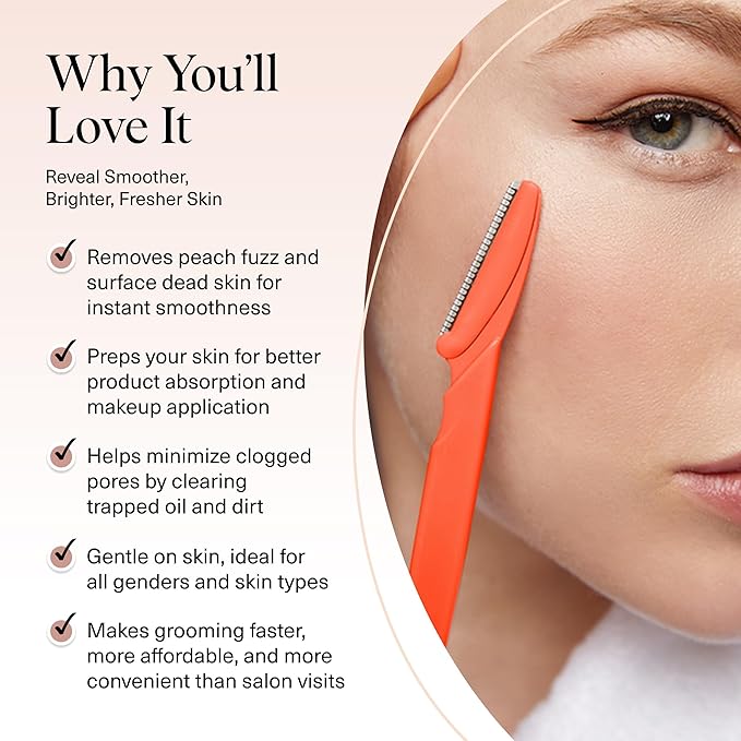 Kitsch Dermaplane Razor for Women Face – Face Razors for Women & Men, Eye Brow Razors & Face Shaver – Exfoliating Facial Razor & Dermaplaner as Skin Care Tool for Smoother Skin - Coral, 12 pcs