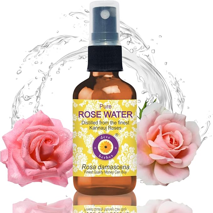 dève herbes Pure Rose Water Distilled from The Finest kannauj Roses (Rosa damascena) 100% Natural Therapeutic Grade 100ml (3.38 oz)
