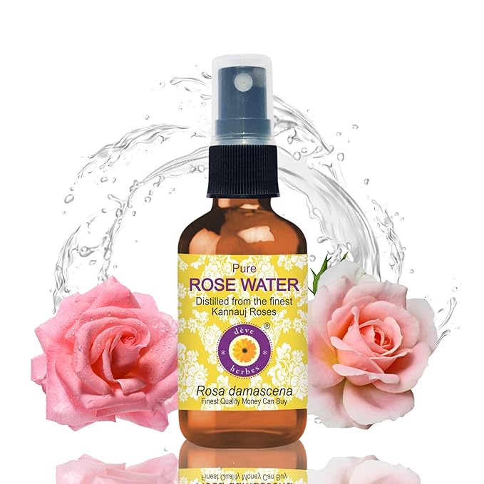 Deve Herbes Pure Rose Water Distilled from The Finest kannauj Roses (Rosa damascena) 50ml (1.69 oz)