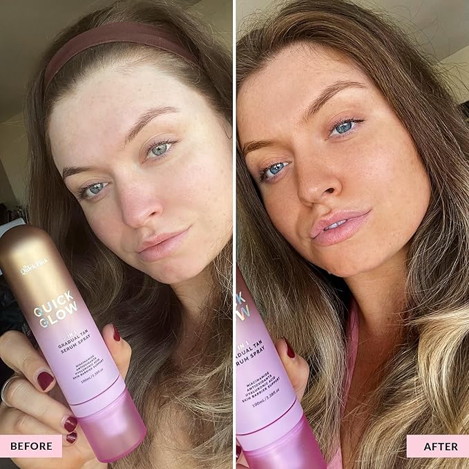 THE QUICK FLICK 2-In-1 Gradual Face Tanner Serum Spray | Natural Quick Glow with Hyaluronic Acid, Vitamin B5 & Niacinamide | Vegan, Fast-Drying, & Hydrating Mist for All Skin Types (3.38 Fl Oz.)