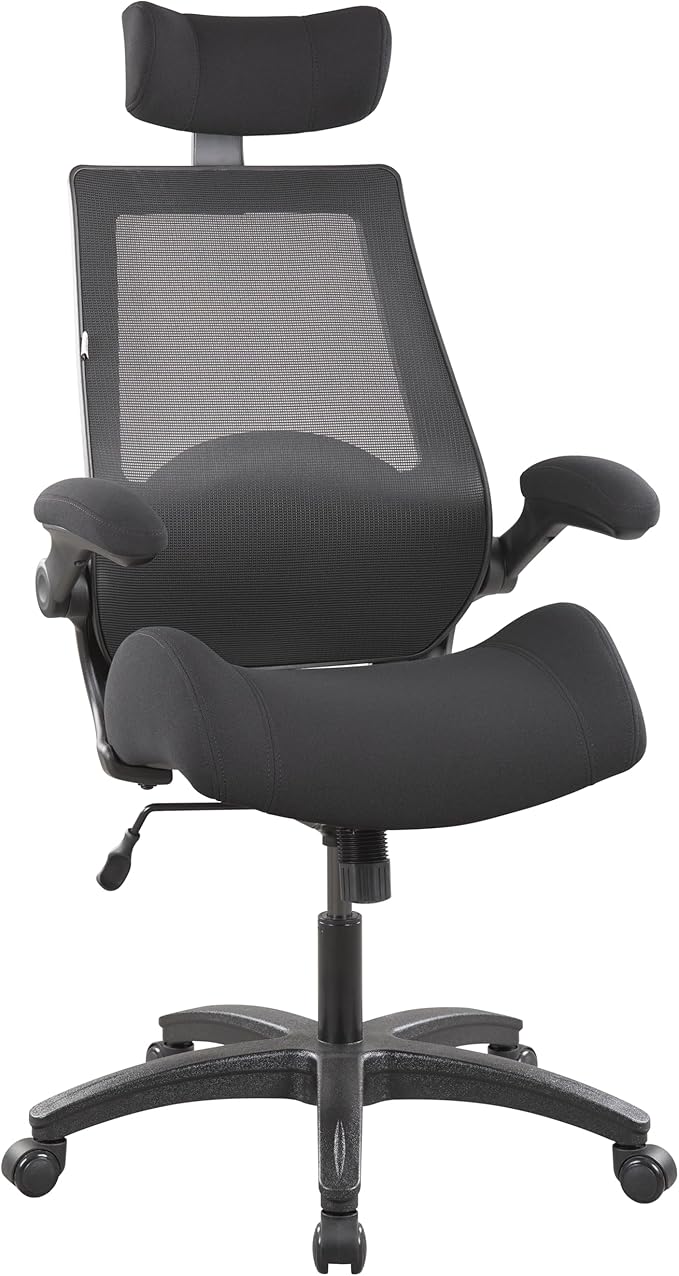 BOLISS 400lbs Ergonomic Office Desk Chair Big and Tall with Wide Seat – High Back Mesh Executive Chair with 4-Level Adjustable Headrest,Lumbar Cushion, Flip-Up Armrests for Storage (Black)