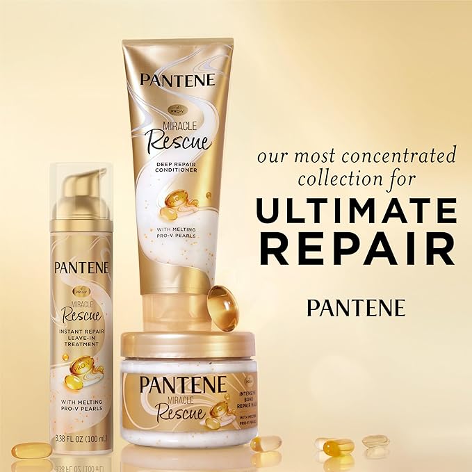 Pantene Miracle Rescue Deep Conditioner with Melting Pro-V Pearls - For Dry, Damaged, or Color-Treated Hair - Intense Moisture & Repair - 8.0 Oz