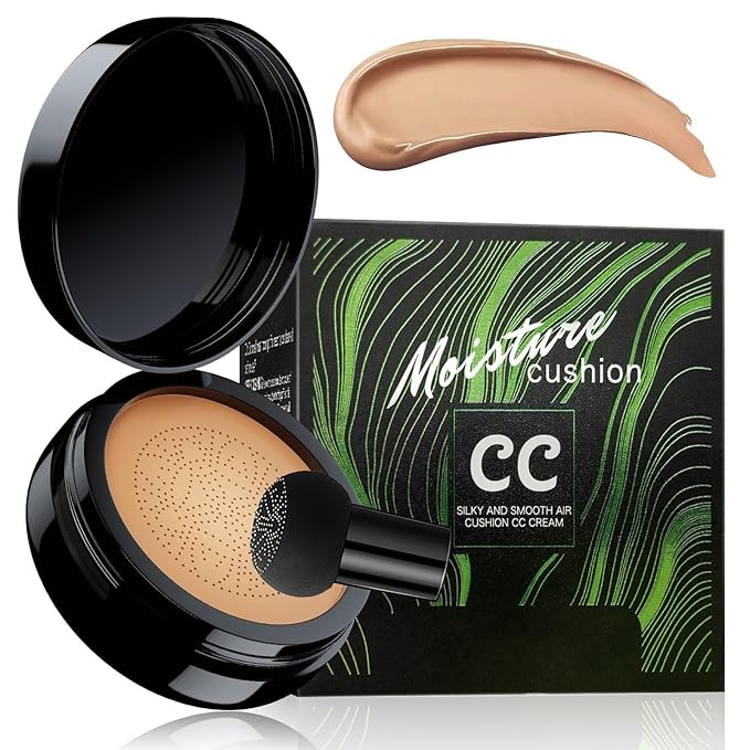 Foundation for Older Women - Air Cushion CC Cream Foundation Makeup, BB Cream Concealer Full Coverage Moisturizing Concealer Brighten Long-lasting (Medium Deep)