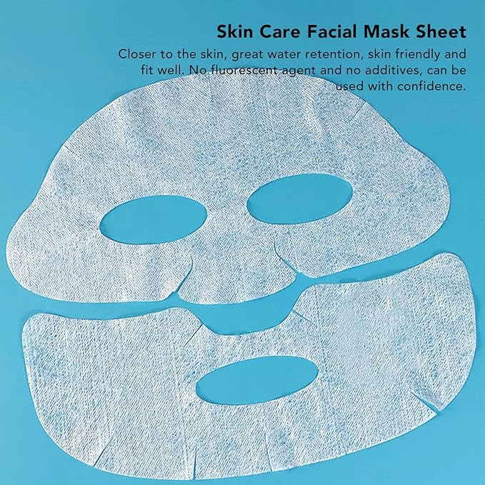 Facial Paper, 100 Sheets Silk DIY Pre Cut Soft Skin Friendly Moisturizing Hydrating, with Toner Serum Cream, for Face Eye Forehead Chin Cheek Care