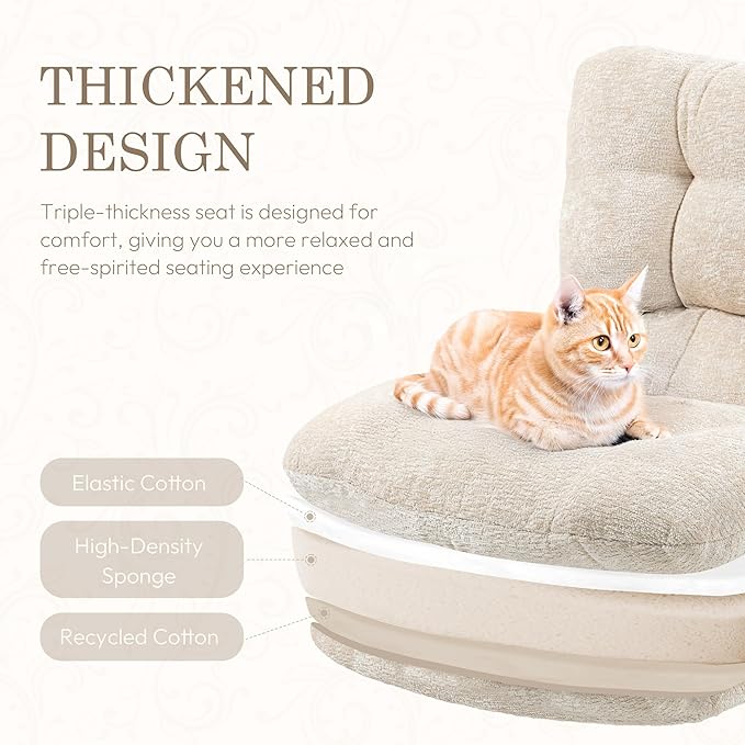 Dowinx Criss Cross Chair with Wheels, Dual-Layer Thickened Cushion, Premium Fabric Morden Home Vanity Chair Wide Seat, Ivory Beige