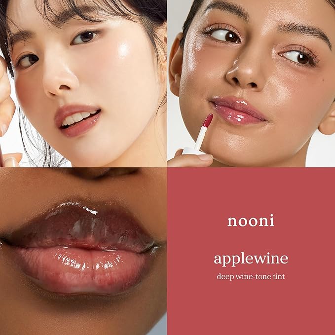 NOONI Korean Lip Oil - Applewine | Long-Lasting, Moisturizing, Plumping, Revitalizing for Dry Lips, Waterproof, No Peel Off, Hydrating Lip Stain, Stocking Stuffers, Gifts For Women, 0.12 FL Oz