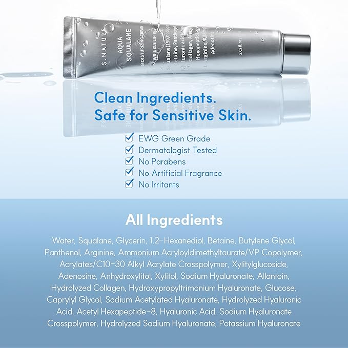 S.NATURE Limited Holiday Gift Set for Hydration & Glass Skin | Aqua Squalane Cream 60ml + Aqua Oasis Toner 12ml | Korean Skin Care Set | Stocking Stuffers | Amazon Exclusive