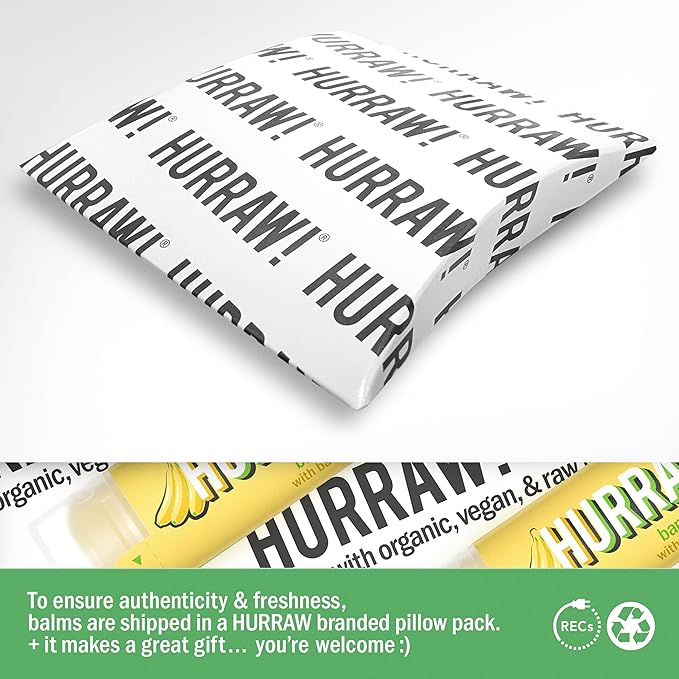 Hurraw! Banana Lip Balm: Organic, Certified Vegan, Cruelty and Gluten Free. Non-GMO, 100% Natural Ingredients. Bee, Shea, Soy and Palm Free. Made in USA
