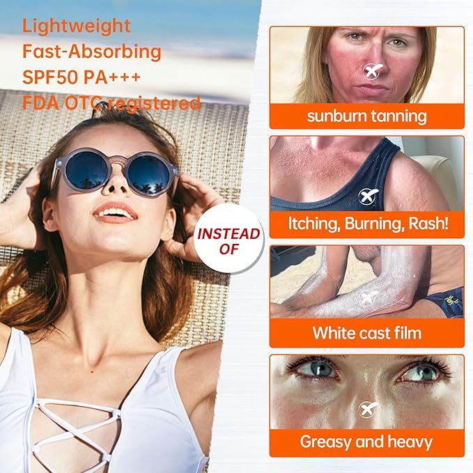 Mineral Sunscreen Spray SPF 50, 360° Mist, Broad-Spectrum UVA/UVB Protection, Lightweight & Non-Greasy, Travel Size Sunscreen Spray for Face & Body, Water & Sweat Resistant，5.07oz/150ml (2 pack)
