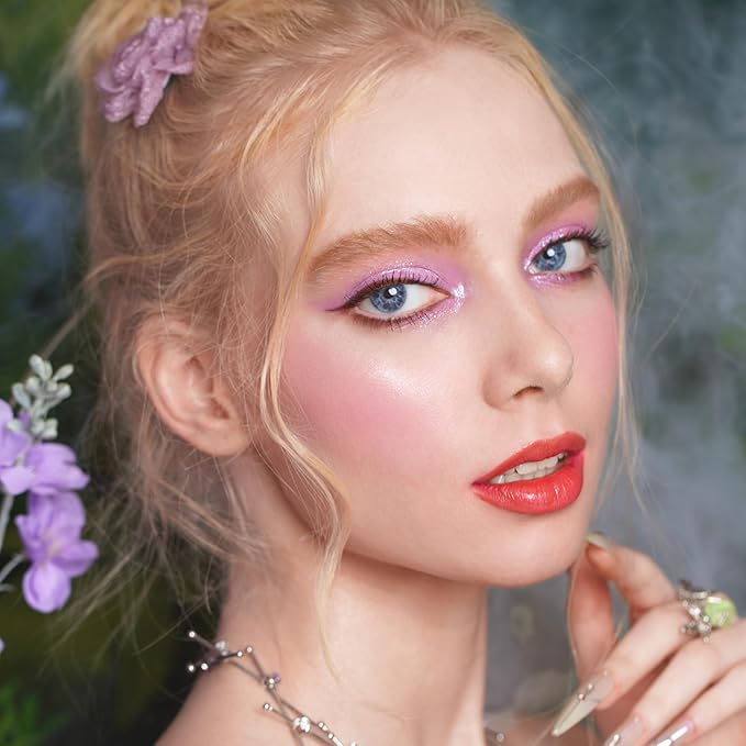 Oulac Purple Blush for Cheeks Blush Makeup Highly Pigmented With Natural Matte Finish Easy to Use Shape&Highlight Face Cruelty-Free with Rose Oil 20