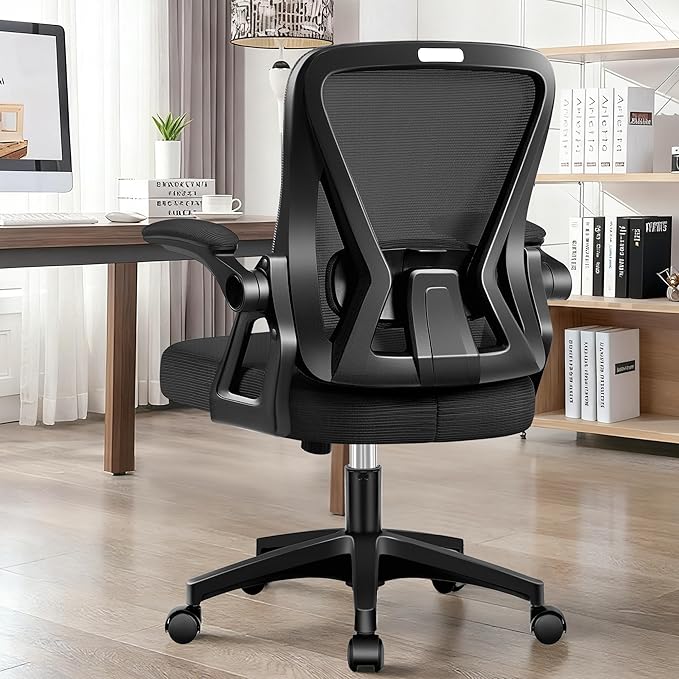 Office Chair, Ergonomic Home Computer Desk Chairs, Comfy Breathable Mesh Chair with Adjustable Lumbar Support Flip-up Armrests, Executive Task Chair with High Back for Home Office Rolling Swivel Chair