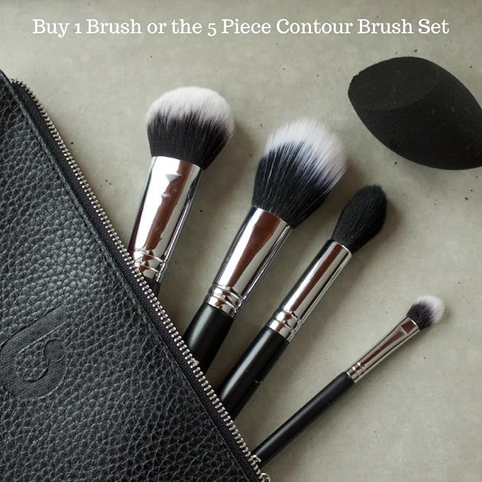 Professional Tapered Highlighter Brush Makeup - Small Taper for Cheekbone Highlighting, Bronzer, Blush, Contour Face, Eyes, Brows with Cream, Powder, Mineral Cosmetics, Cruelty Free Synthetic Vegan