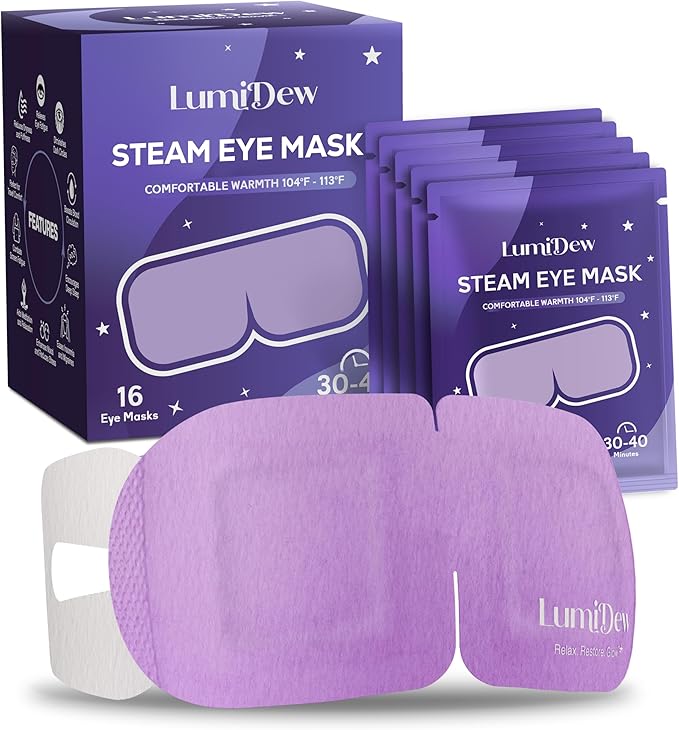 Steam Eye Mask, Self Heating Heated Eye Mask for Sleep, Warm Compress for Eyes, Moist Heat for Dry Eye Relief, Stye Eye Treatment, Spa, Travel Essentials, Unscented 16 Pack