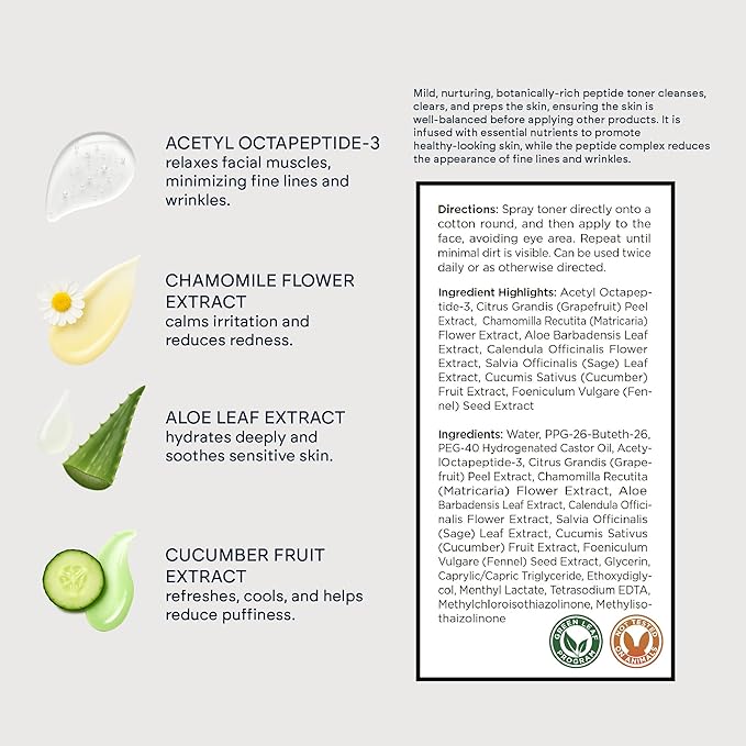 Form RX Complete Toner, Botanical pH Balanced Facial Toner with Octapeptide, Aloe, Chamomile, Calendula, Cucumber, and Fennel Extracts, Hydrating Vitamin C and E Formula, Refresh and Prep Skin, 6.8 oz