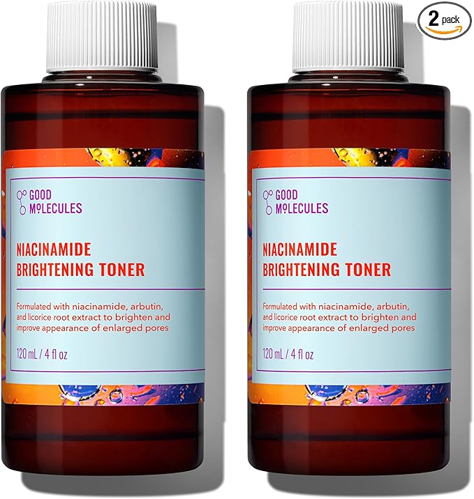 Good Molecules Niacinamide Brightening Toner Pack 2 – 120 ml / 4 fl oz Each | Facial Toner with Niacinamide & Arbutin for Even-Looking Skin
