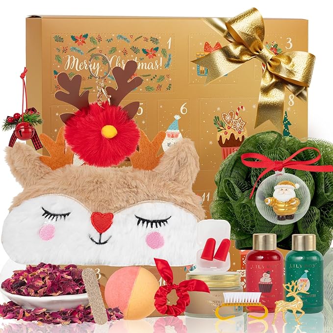 Valentines Day Gifts Spa Gifts Set for Women Mom Girls - Luxury Gift Box with Brooch and Cute Sleeping Mask, Bath and Body Spa Gift Set for Women｜Bath Gift Idea for Female Friends Christmas Gifts