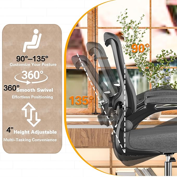 Ergonomic Office Chair - High Back Desk Chair with Adjustable Lumbar Support, Breathable Mesh Back, 330LBS Capacity, Easy Assembly, for Home Office Executive Computer Task