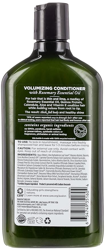 Avalon Organics Volumizing Conditioner, Rosemary, 11 Fl Oz