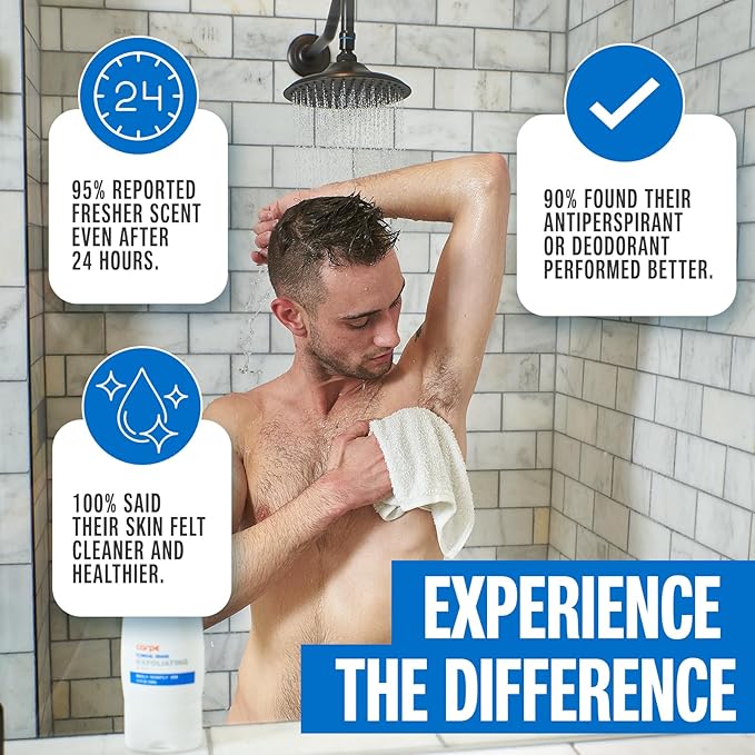 Carpe Exfoliating Underarm Scrub with Odor Protection, Underarm Exfoliator to Improve Deodorant Performance - Energizing Minty Fresh Smell - Armpit Scrub for Women and Men (3 Pack)