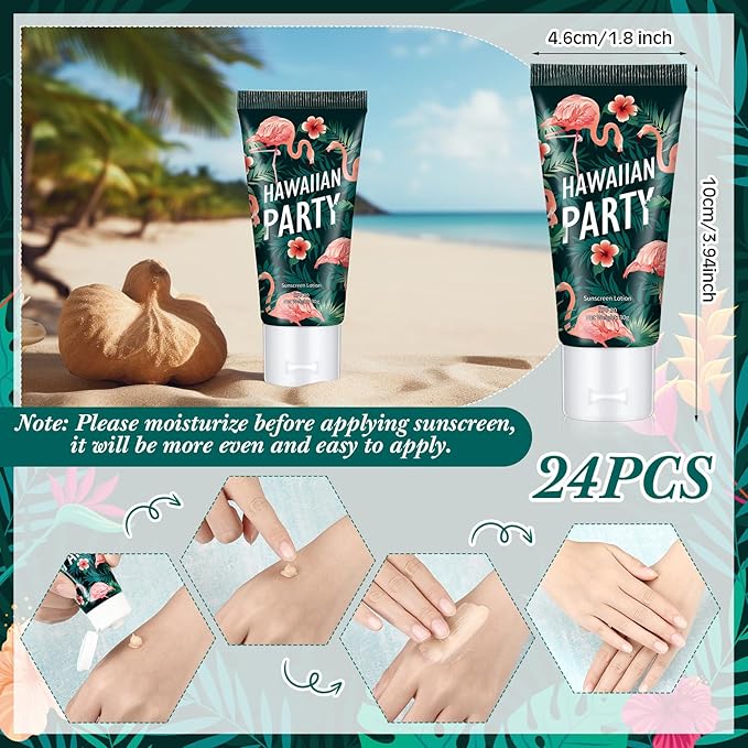 24 Pcs Mini Sunscreen Bulk for Summer Wedding Party Spf 30 Water Resistant Sunscreen Lotion Bulk 1oz Travel Size for Thank You Gifts Wedding Party Supplies(Skin Color Cream,Flamingo)