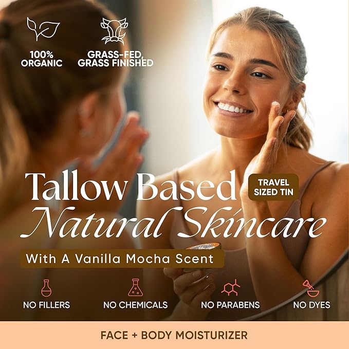 Eat My Face Tallow Moisturizer & Aloe After Sun Repair Cream Set – Grass Fed Beef Tallow Skincare with Shea, Cocoa Butter, Jojoba Oil & Vitamin E – Nourishing Vanilla Cream Duo, 4oz Each