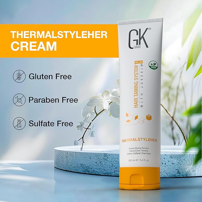 GK HAIR Thermastylher Cream 3.4 oz – Heat Protectant Styling Cream, Blow Dry Cream for Frizz Control, Smooth & Strengthen Hair, Heat Protection for All Hair Types