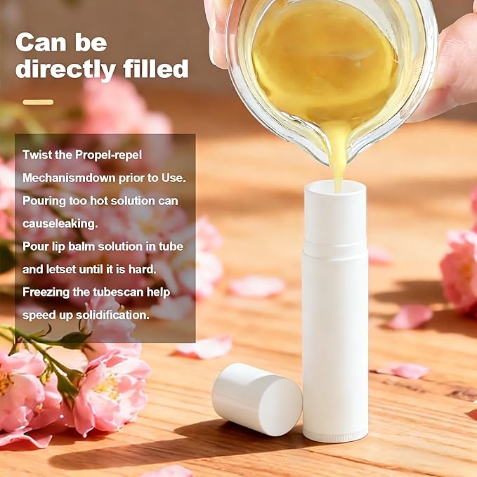 Value Pack of 100 Packs 5ml Empty Lip Balm Tubes, Leak-Proof Twist-Up Refillable Lipstick Containers for DIY Lip Balm，Lipstick, Lip Care Solid Perfume, Cosmetic Filling (WHITE)