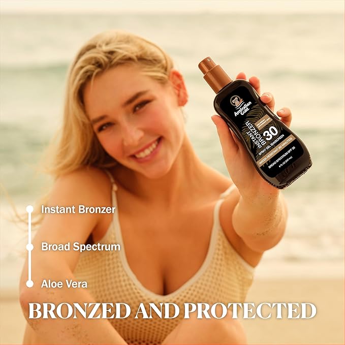 Australian Gold Spray Gel Sunscreen with Instant Bronzer SPF 30, 8 Ounce | Moisturize & Hydrate Skin | Broad Spectrum | Water Resistant | Non-Greasy | Oxybenzone Free | Cruelty Free
