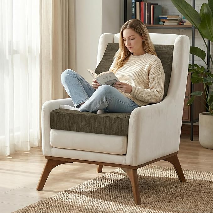 baibu Gel Memory Foam Recliner Cushions with Lumbar Support Pillow for Elderly, 20x20x5 Inch Thick Dual-Layer Design Non-Slip Seat Cushion for Recliner Chair for Reduce Hip & Lumbar Pain, Brown