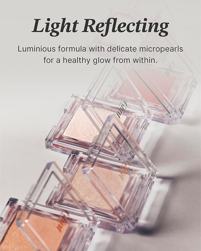 Glint Dewy Highlighter (Pitch Moon, 0.08oz) - Luminous Glow, Infused with Micropearls, Shiny Illuminator. Rich Pigment & Silky Touch, Korean Makeup.