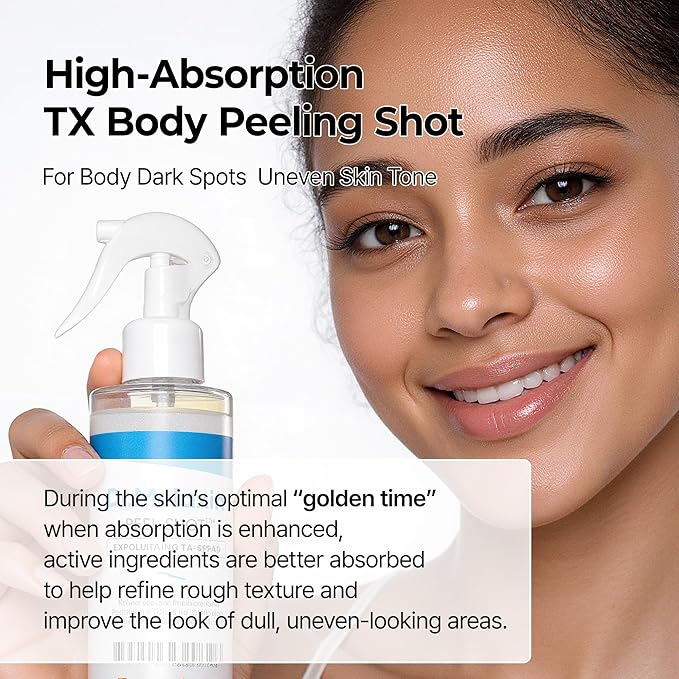 Dr.Melaxin TX Peel Shot Body Exfoliating Spray with Tranexamic Acid & Niacinamide, Brightening Body Care for Uneven Skin Tone, 200ml