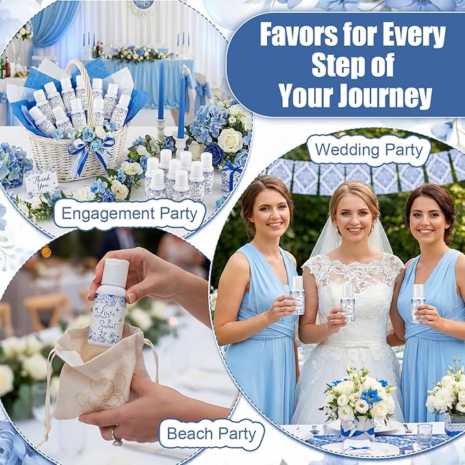 24 Pcs Something Blue Before I Do Bridal Shower Travel Size Mini Sunscreen Bulk SPF30+ Sunscreen Blue Flowers Love Is Sweet Wedding Party Favors for Guests Thank You Gifts, 1 Fl. oz