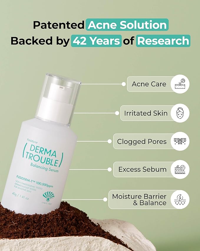 Derma Trouble AC Soothing Skincare Bundle — BHA Bubble Cleanser, Balancing Toner, Serum, Cream & Clear Toner Pads with Sebum-Control Complex for Blemish-Prone Skin, Pores/Blackheads/Whitehead