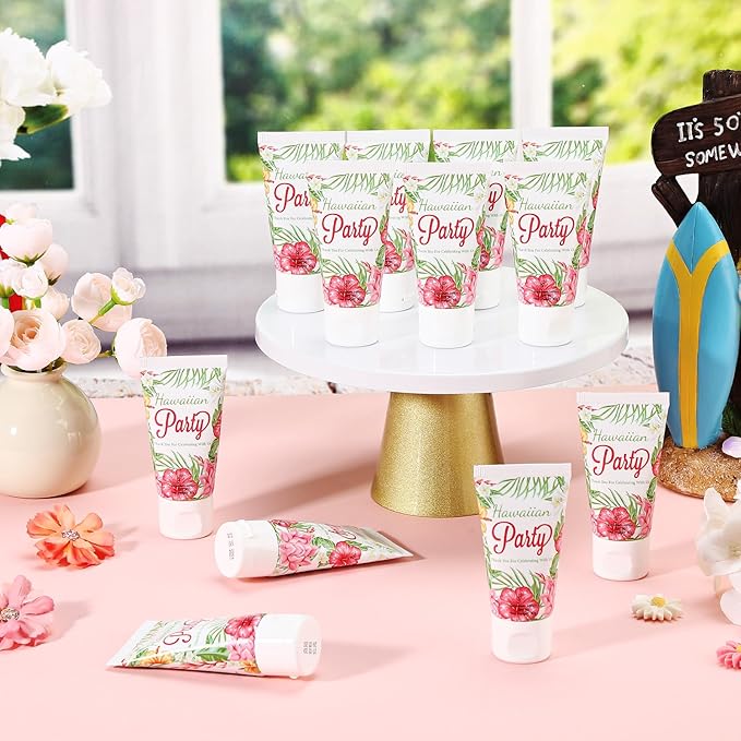 12 Pcs Mini Sunscreen Bulk for Summer SPF 30 Water Resistant Sunscreen Lotion Bulk for Thank You Gifts Wedding Bridal Shower Favors Travel for Wedding Party (Hawaiian Flower)