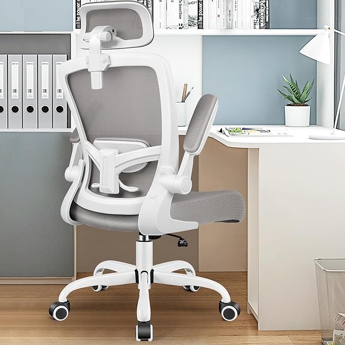 FelixKing Office Chair, Desk Chair with Adjustable Lumbar Support, Ergonomic Computer Chair with High Back and Armrest, Adjustable Height Gaming Chair Home Office Swivel Chair(Gray)