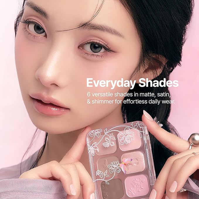 CLIO Muse Master Eyeshadow Palette, Korean Eyeshadow Palette, Soft Rose Mauve 6-Color Eye Makeup with Matte Satin Shimmer, Blendable Baked Cream Powder Formula (05 ROSE PRESET)