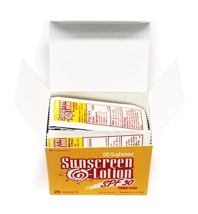 Safetec Sunscreen, 3.5 g. (.123 oz.) Pouch 25ct. Box (24 Boxes/case) SPF 30