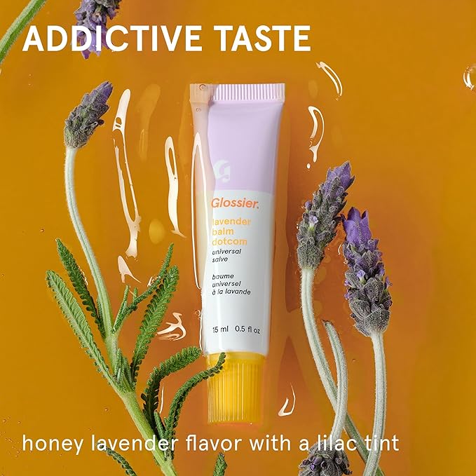 Glossier Balm Dotcom Hydrating Tinted Lip Balm - Universal Salve, Up to 12 Hour Moisture for Dry Lips, Cuticles & Skin - Lanolin, Beeswax & Castor Oil - Lavender, Lilac Tint, 15ml