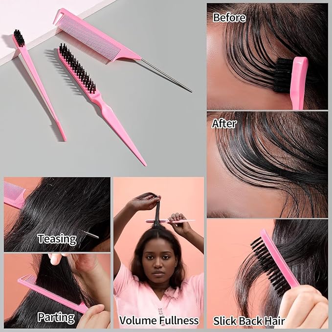 Hair Wax Stick & Slick Back Hair Brush for Tame Flyaways, Frizz, Sleek Ponytails, Buns | Pomade/Balm/Gel Stick for Woman, Styling Accessories for Girls